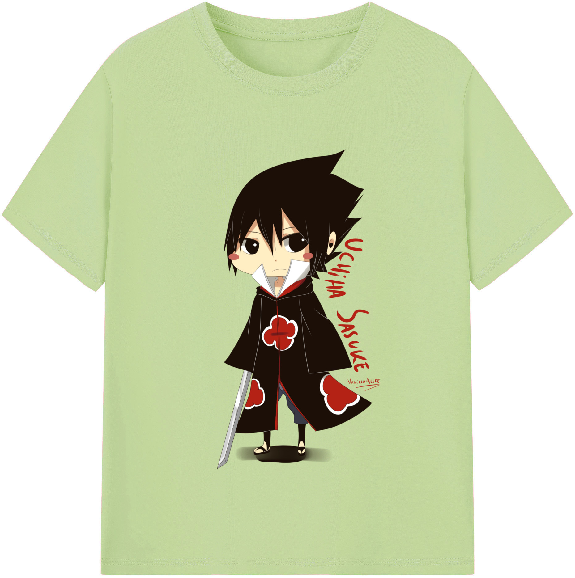 （画像用） NARUTO -ナルト- うちは サスケ Uchiha Sasuke 綿100％半袖Tシャツ（フロントプリント）